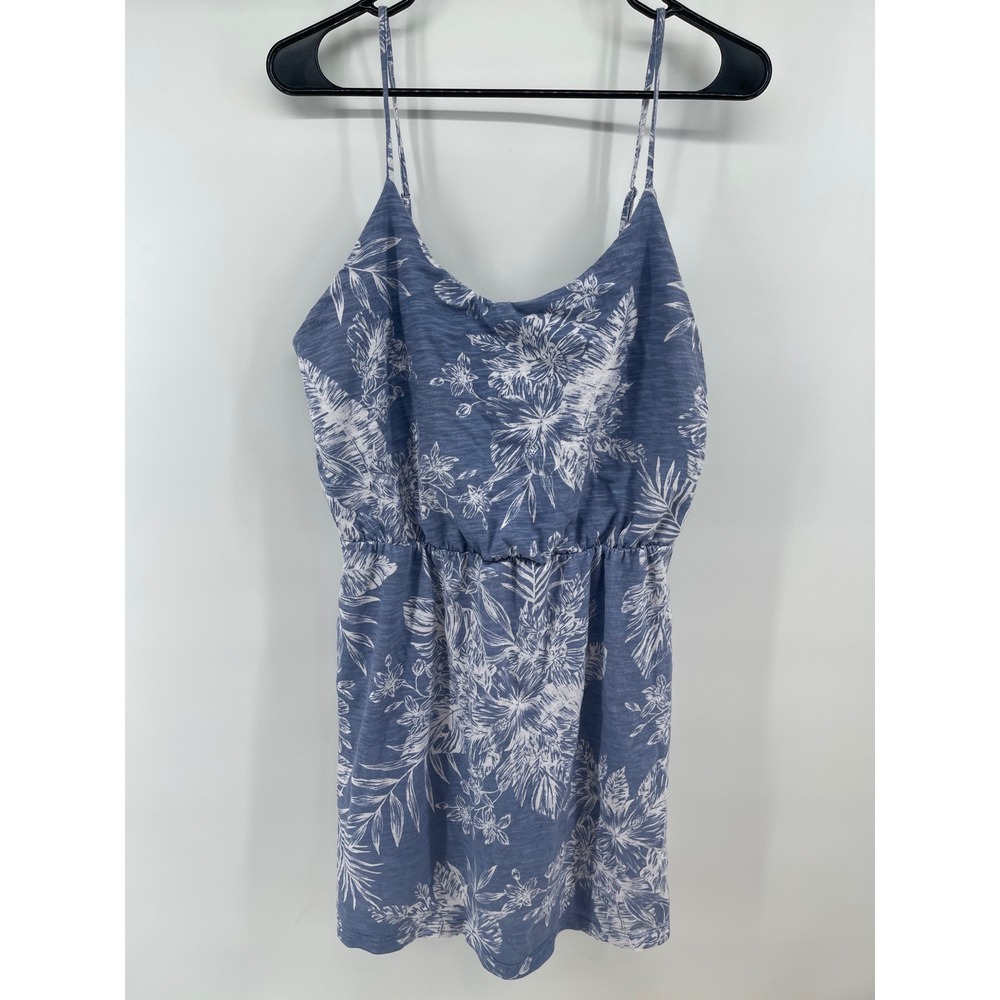 Old Navy Blue Palm Floral Sleeveless Knit Dress Elastic Waist Cotton Large - Picture 3 of 10